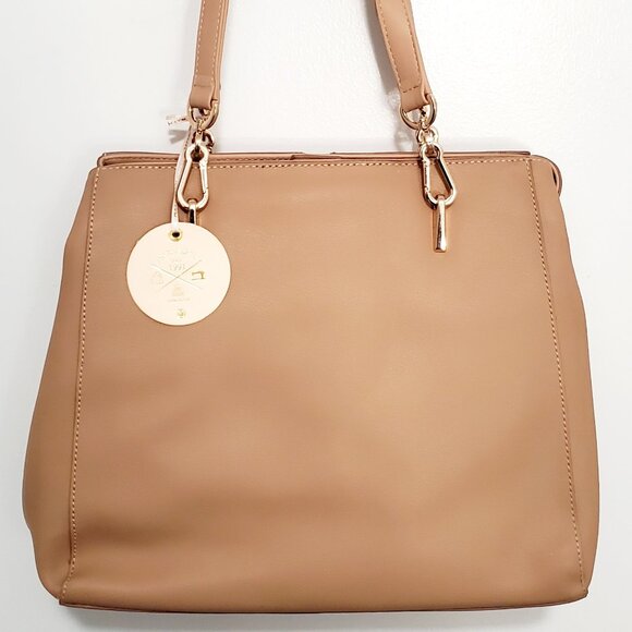 MATMAZEL "SERRA" 3 Compartment, Geometric Pattern Shoulder Bag- Green or Mink - Picture 9 of 17